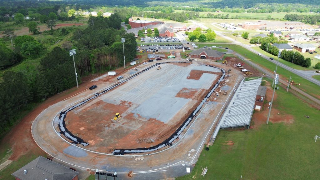 Photo of Jacksonville High School Bleachers and Restroom Building.