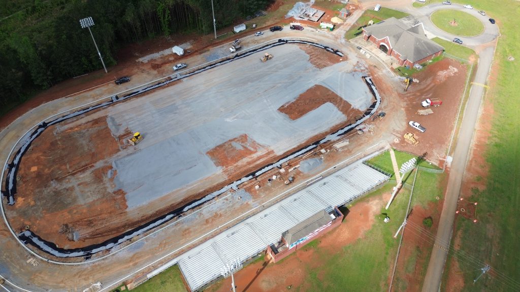 Photo of Jacksonville High School Bleachers and Restroom Building.