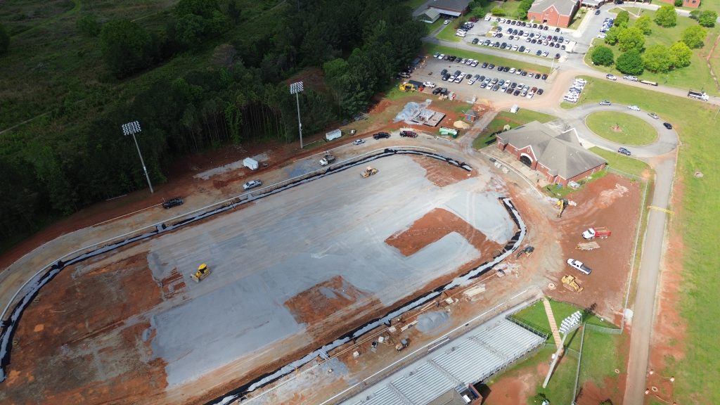 Photo of Jacksonville High School Bleachers and Restroom Building.