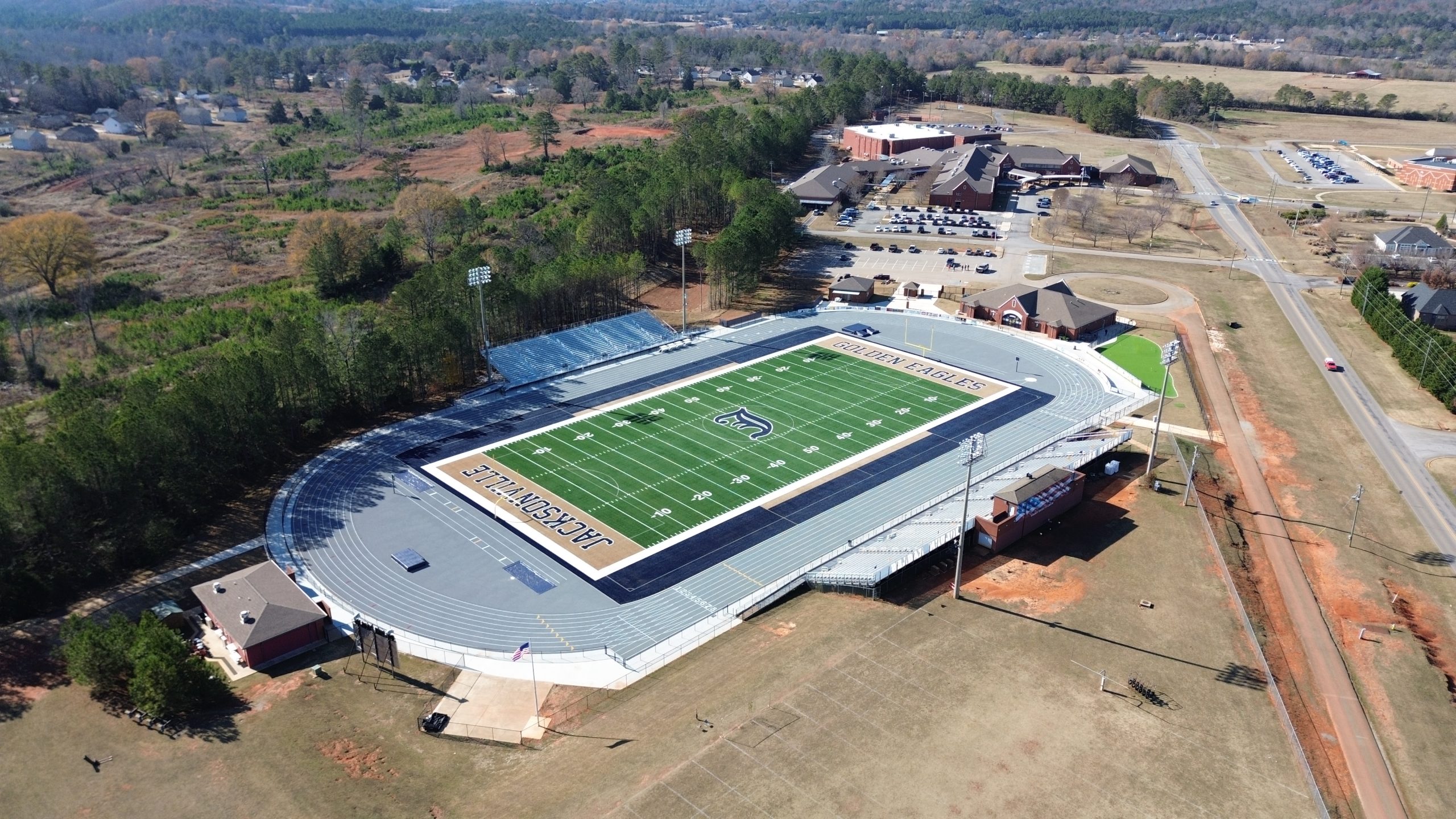 Photo of Jacksonville High School Bleachers and Restroom Building.